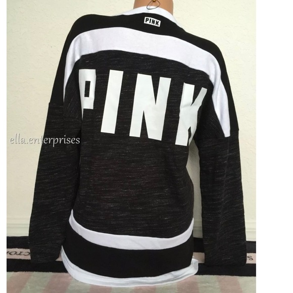 VS Pink Black Marl White Lace Up Varsity Crew - Picture 5 of 8